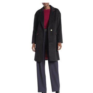 $550 TRINA TURK Bianca Wool Blend LONG Walker Coat WARM BLACK  8